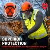 imageNoCry ANSI Z891 Rated Arborist Helmet  Chainsaw Helmet with Face Shield and Ear Muffs  Adjustable Hard Hat with Adaptive Ventilation ImpactResistant Mesh Face Shield for Forestry with Side GuardsOrange