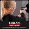 imageNoCry Clear Safety Glasses for Men and Women Lightweight Work Glasses with Adjustable Frames and NoSlip Grips Scratch Resistant Anti Fog Safety Glasses with Superior UV Protection ANSI Z871 RatedWhite  Red