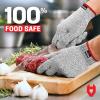 imageNoCry Cut Resistant Work Gloves for Women and Men with Reinforced Fingers Comfortable 100 Food Grade Kitchen Cooking Hand Protection Ambidextrous Safety Gear for Cutting Level 5 ProtectionOriginal Grey