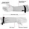 imageNoCry Leather Gardening Gloves with Improved Long Adjustable Gauntlet Cuffs Puncture Resistant with Reinforced Palms and Fingertips Perfect for Rose Pruning Size Medium Grey
