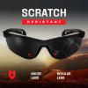 imageNoCry Lightweight Tinted Safety Glasses with UV 400 Protection Anti Fog and Anti Scratch Coating and Grey Wrap Around Lenses ANSI Z871 CertifiedDark Tinted