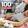 imageNoCry Premium Cut Resistant Gloves Food Grade  Level 5 Protection Ambidextrous Machine Washable Superior Comfort and Dexterity Lightweight  Perfect Cutting Gloves or Mandolin GloveOriginal Grey