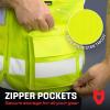 imageNoCry Premium Reflective Safety Vest for Men with HeavyDuty Stitching ampamp Phone Pocket  ANSI Class 2 HighVisibility Neon Workwear with Multiple Pockets  Ideal for Construction Workers ampamp SurveyorsMedium