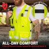 imageNoCry Premium Reflective Safety Vest for Men with HeavyDuty Stitching ampamp Phone Pocket  ANSI Class 2 HighVisibility Neon Workwear with Multiple Pockets  Ideal for Construction Workers ampamp SurveyorsMedium