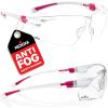 imageNoCry Clear Shooting Glasses for Men with AntiFog and Scratch Resistant Wraparound Lenses  ANSI Z87 Protective Eyewear with Adjustable Temples ampamp Nose Pad  100 UV Eye ProtectionWhite  Pink