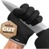 imageNoCry Cut Resistant Work Gloves for Women and Men with Reinforced Fingers Comfortable 100 Food Grade Kitchen Cooking Hand Protection Ambidextrous Safety Gear for Cutting Level 5 ProtectionOriginal Black