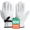 imageNoCry Leather Work Gloves with Reinforced Palms and Fingers and Adjustable Wrists Made with 100 Goat Leather Great Gardening Gloves for Men and Women Tough Enough for Construction Work Too Medium