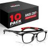 imageNoCry Safety Glasses Over Eyeglasses for Men and Women with Anti Scratch Lenses and Integrated Side Shields  Adjustable Temples with AntiSlip Tips  100 UV Protective Eyewear  ANSI Z87 CertifiedBlack  Red 10 Pack
