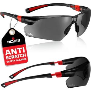 imageNoCry AntiFog Safety Sunglasses for Men with Scratch Resistant Lenses  Tinted Safety Glasses for Construction with 100 UV Protection  ANSI Z871 Work Sunglasses with Adjustable Temples ampamp Nose PadBlack  Red