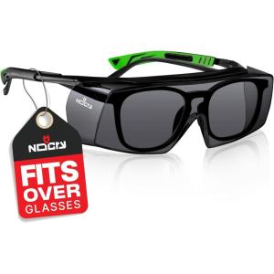 imageNoCry Blue Light Blocking Safety Glasses Over Eyeglasses with 100 UV Protection  UV Light Protection with AntiFog ampamp AntiScratch Lenses ANSI Z871 Certified  Adjustable Temples with AntiSlip TipTinted Black  Green