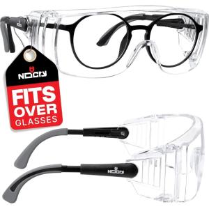 imageNoCry Blue Light Blocking Safety Glasses Over Eyeglasses with 100 UV Protection  UV Light Protection with AntiFog ampamp AntiScratch Lenses ANSI Z871 Certified  Adjustable Temples with AntiSlip TipBlack