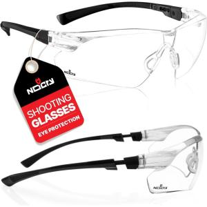 imageNoCry Clear Shooting Glasses for Men with AntiFog and Scratch Resistant Wraparound Lenses  ANSI Z87 Protective Eyewear with Adjustable Temples ampamp Nose Pad  100 UV Eye ProtectionBlack  Black