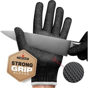imageNoCry Cut Resistant Gloves Food Grade with Grip Dots for Superb Grip  Breathable ampamp Lightweight Cutting Gloves for Chefs  Ambidextrous  Cut Resistant Kitchen Gloves for Cutting or Woodworking GlovesGrip Dots Black