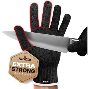imageNoCry Cut Resistant Gloves Food Grade with Grip Dots for Superb Grip  Breathable ampamp Lightweight Cutting Gloves for Chefs  Ambidextrous  Cut Resistant Kitchen Gloves for Cutting or Woodworking GlovesReinforced Black