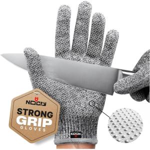 imageNoCry Cut Resistant Gloves Food Grade with Grip Dots for Superb Grip  Breathable ampamp Lightweight Cutting Gloves for Chefs  Ambidextrous  Cut Resistant Kitchen Gloves for Cutting or Woodworking GlovesGrip Dots Grey