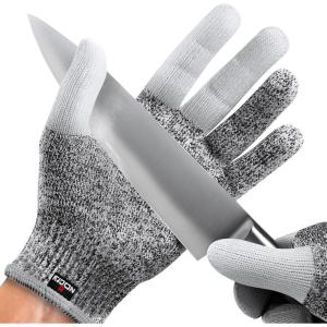 imageNoCry Cut Resistant Work Gloves for Women and Men with Reinforced Fingers Comfortable 100 Food Grade Kitchen Cooking Hand Protection Ambidextrous Safety Gear for Cutting Level 5 ProtectionReinforced Grey