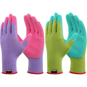 imageNoCry Gardening Gloves for Men with Strong Grip and Touchscreen Tips  Breathable Rubber Coated Garden Gloves with Superior Dexterity  SnugFitting Yard Gloves for Men or Lawn Gloves MenPurple  Green