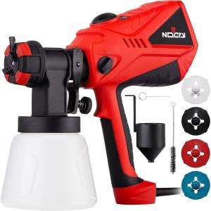 imageNoCry HVLP Electric Paint Sprayer Gun  1200mlmin Paint Gun or Stain Sprayer with Adjustable Airflow and 600W Motor  HVLP Paint Sprayers for Home Interior or Exterior  3 Spray Patterns 4 Nozzles
