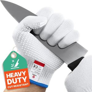 imageNoCry Heavy Duty Cut Resistant Work Gloves  Durable Cut Resistant Gloves with Grip Dots Level 5 Cutting Gloves for Chefs Perfect Wood Carving Gloves Anti Cut Gloves for Glass Handling Chef GlovesSmall