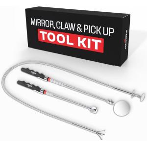 imageNoCry Magnetic Flexible Claw Grabber Pickup Tool with Bright LED Light  277in Long Magnetic Pickup Tool Retractable Claw Grabbing Tool Magnetic Grabber Tool with 5lb Pull Strength Pick Up ToolSet C  Mirror  Claw and Pickup