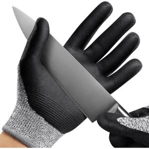 imageNoCry Premium Cut Resistant Gloves Food Grade  Level 5 Protection Ambidextrous Machine Washable Superior Comfort and Dexterity Lightweight  Perfect Cutting Gloves or Mandolin GloveWater Resistant  Enhanced Grip Grey