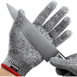 imageNoCry Premium Cut Resistant Gloves Food Grade  Level 5 Protection Ambidextrous Machine Washable Superior Comfort and Dexterity Lightweight  Perfect Cutting Gloves or Mandolin GloveOriginal Grey