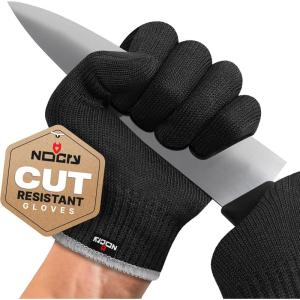 imageNoCry Premium Cut Resistant Gloves Food Grade  Level 5 Protection Ambidextrous Machine Washable Superior Comfort and Dexterity Lightweight  Perfect Cutting Gloves or Mandolin GloveOriginal Black
