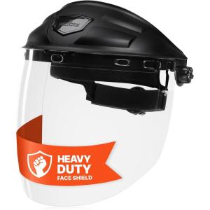 imageNoCry Premium Safety Face Shield for Grinding and Cutting  Clear AntiFog Impact Resistant Visor and Adjustable Headgear  ANSI Z871 Certified for Industrial Use  Washable Sweatbands IncludedFaceArmor Pro