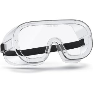 imageNoCry Protective Safety Lab Goggles Over Glasses with AntiFog Coating Clear ScratchResistant Lenses 100 UV Protection Universal Fit Vented ANSI Z871 Rated Safety Goggles for Men and WomenNonvented