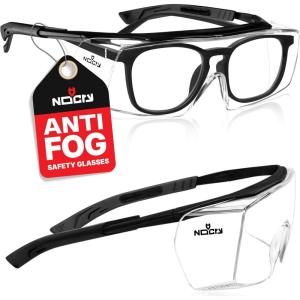 imageNoCry Safety Glasses Over Eyeglasses for Men and Women with Anti Scratch Lenses and Integrated Side Shields  Adjustable Temples with AntiSlip Tips  100 UV Protective Eyewear  ANSI Z87 CertifiedBlack  Black
