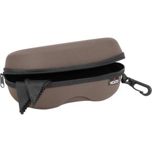 imageNoCry Storage Case for Safety Glasses with Felt Lining Reinforced Zipper and Handy Belt Clip Coffee