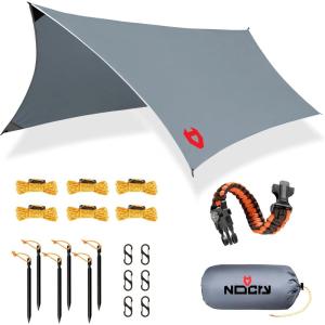 imageRain Fly 12x10 Lightweight Survival Camping Tarp 100 Waterproof Makes a Great Backpacking Tarp or Hammock Shelter Comes in Multiple Colors Survival Bracelet Included ODGreen12x10 Grey