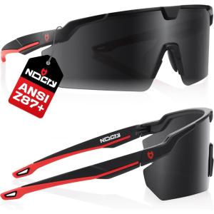 imageNoCry ANSI Z87 Sunglasses For Men or Women with AntiScratch and 100 UV Protection  High Contrast Lens Tinted Safety Glasses for Men  Perfect Z87 Safety Glasses or Safety SunglassesBlack  Red Tinted