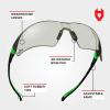 imageNoCry Safety Glasses with Clear Anti Fog Scratch Resistant WrapAround Lenses and NoSlip Grips UV Protection Adjustable Black ampamp Green Frames 10 packBlack  Green Tinted