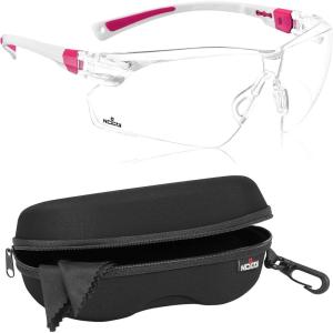 imageNoCry Safety Glasses with Clear Anti Fog Scratch Resistant UV Protection ampamp Storage Case for Safety Glasses with Felt Lining Reinforced Zipper and Handy Belt Clip