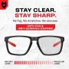 imageNoCry ANSI Z871 Clear Safety Glasses with Side Shields  Durable Anti Fog amp Scratch Resistant Eye Protection Glasses or Men amp Women  ANSI Z87 Rated Protective Eyewear with 100 UV Shielding for WorkBlack  Red