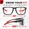 imageNoCry ANSI Z871 Clear Safety Glasses with Side Shields  Durable Anti Fog amp Scratch Resistant Eye Protection Glasses or Men amp Women  ANSI Z87 Rated Protective Eyewear with 100 UV Shielding for WorkBlack  Red