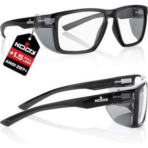 imageNoCry ANSI Z871 Clear Safety Glasses with Side Shields  Durable Anti Fog amp Scratch Resistant Eye Protection Glasses or Men amp Women  ANSI Z87 Rated Protective Eyewear with 100 UV Shielding for WorkBlack  Black