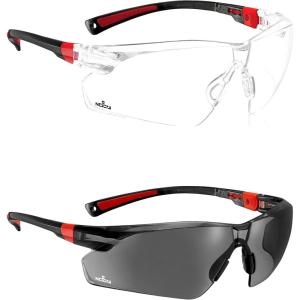 imageNoCry Clear Safety Glasses for Men and Women Lightweight Work Glasses with Adjustable Arms and NoSlip Grips amp Safety Sunglasses with Green Tinted Wraparound Lenses Adjustable Arms amp NoSlip Grips