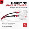 imageNoCry Safety Glasses with Clear Anti Fog Scratch Resistant WrapAround Lenses and NoSlip Grips UV Protection Adjustable Black amp Black 10 packBlack  Red