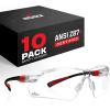 imageNoCry Safety Glasses with Clear Anti Fog Scratch Resistant WrapAround Lenses and NoSlip Grips UV Protection Adjustable Black amp Black 10 packBlack  Red