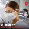 imageNoCry Safety Glasses with Clear Anti Fog Scratch Resistant WrapAround Lenses and NoSlip Grips UV Protection Adjustable Black amp Black 10 packWhite  Red