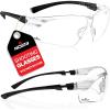 imageNoCry Safety Glasses with Clear Anti Fog Scratch Resistant WrapAround Lenses and NoSlip Grips UV Protection Adjustable Black amp Black 10 packBlack  Black