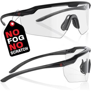 imageNoCry Clear Shooting Glasses for Men  FogProof ScratchResistant Built to Take a Hit  ANSI Z87 Wraparound Eye Protection with Adjustable Fit amp 100 UV DefenseTactical Glasses